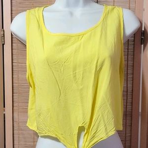 Yellow crop top tank top with tie front